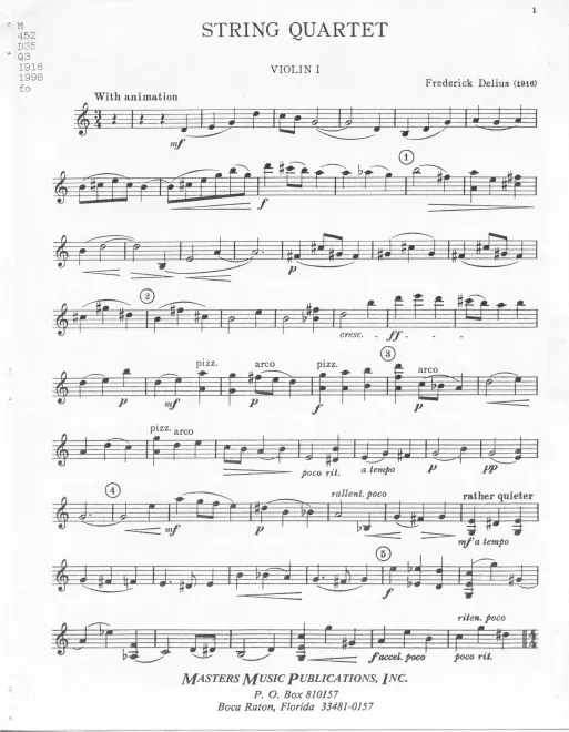 First page of String Quartet in E minor