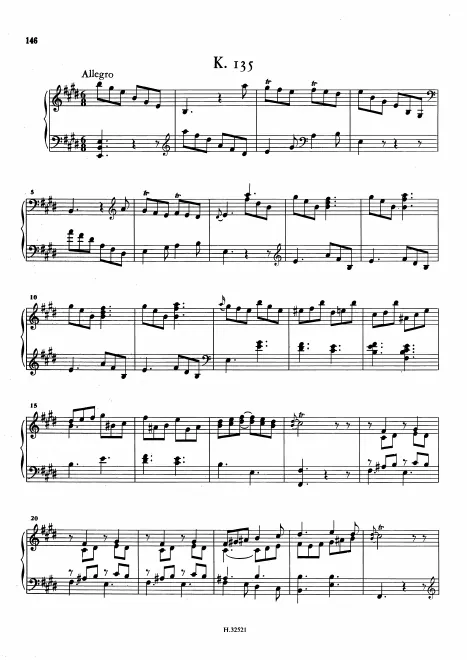 First page of Keyboard Sonata in E major
