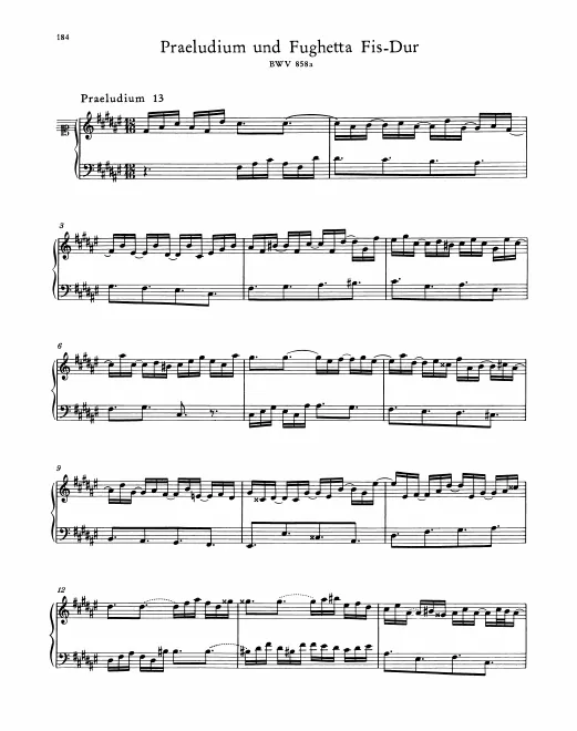 First page of Prelude and Fughetta in F-sharp major