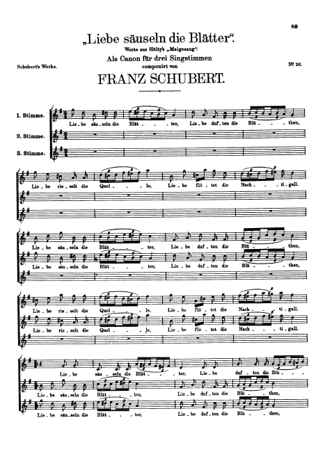 First page of Liebe säuseln die Blätter