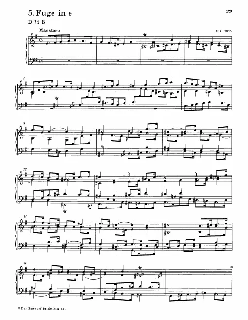 First page of Fugue in E minor