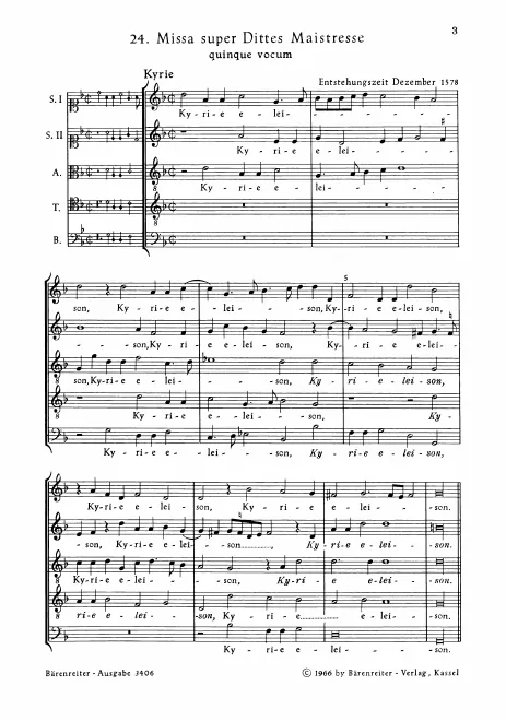 First page of Missa super Dittes maistresse