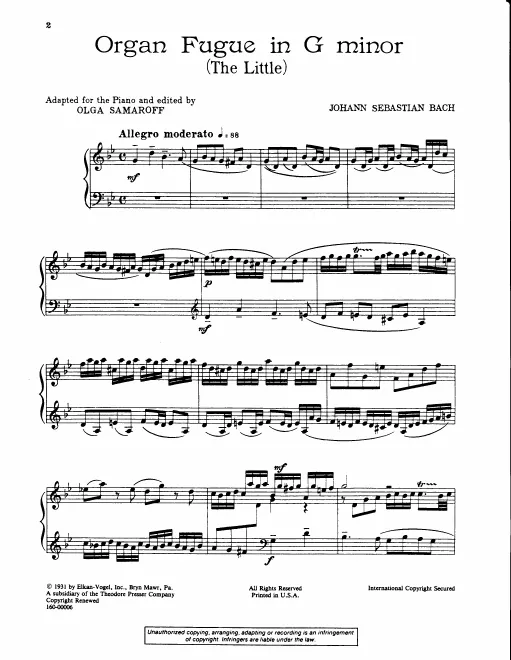 First page of Fugue in G minor