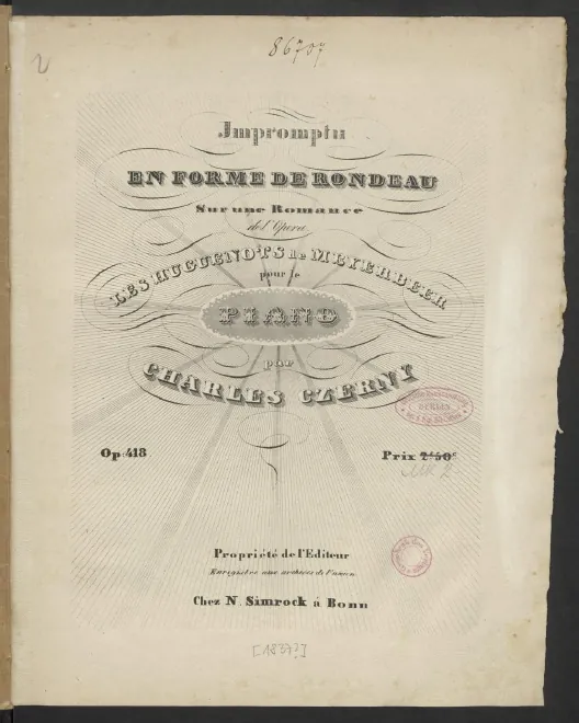 First page of Impromptu en forme de rondeau sur une romance de 'Les Huguenots'