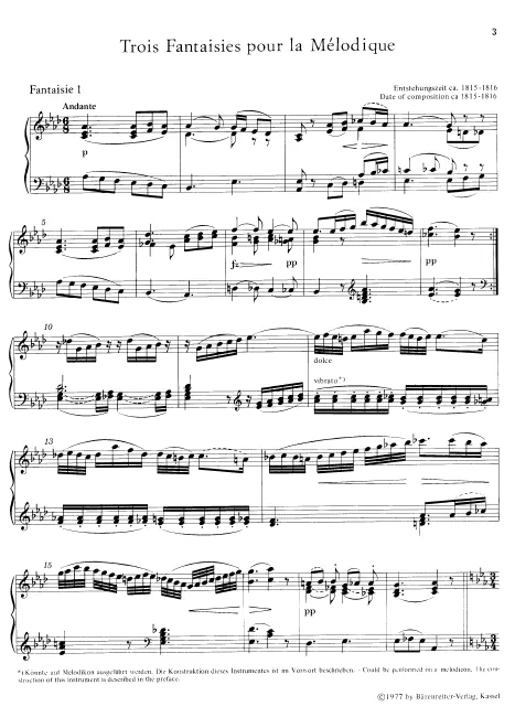 First page of 3 Fantaisies pour la Mélodique