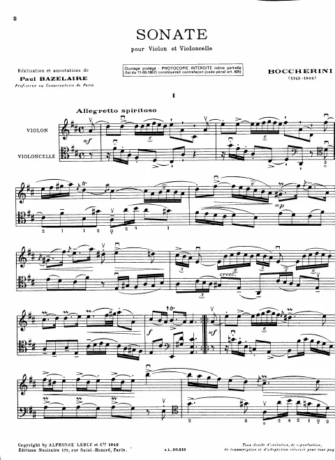 First page of Cello Sonata in D major