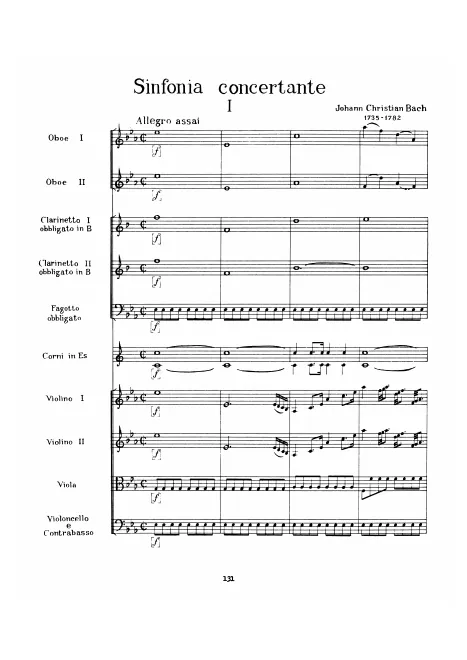 First page of Sinfonia Concertante in E-flat major