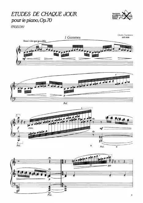 First page of Etudes de chaque jour, Op.70