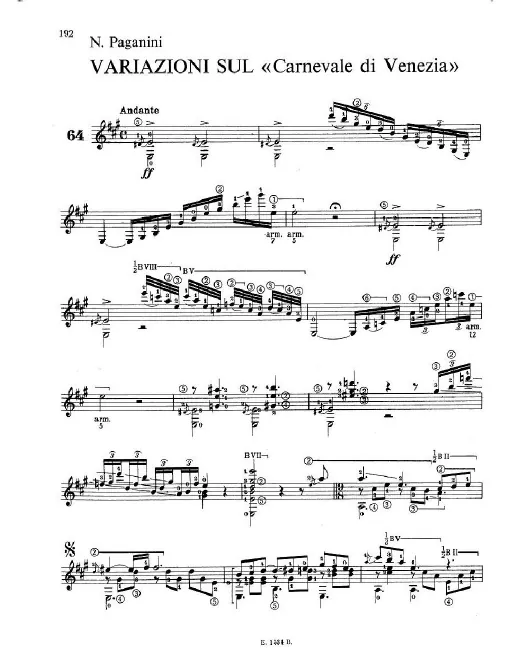 First page of Variations on Carnival of Venice