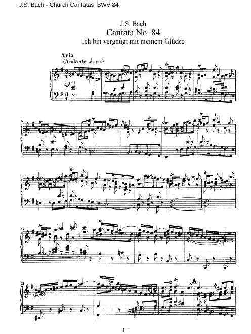 First page of Ich bin vergnügt mit meinem Glücke