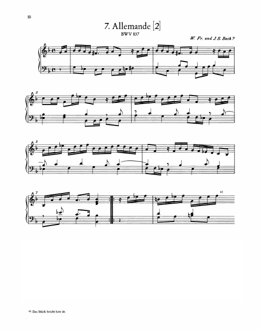 First page of Allemande in G minor