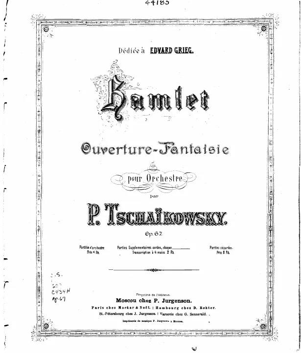 First page of Hamlet (overture-fantasia)