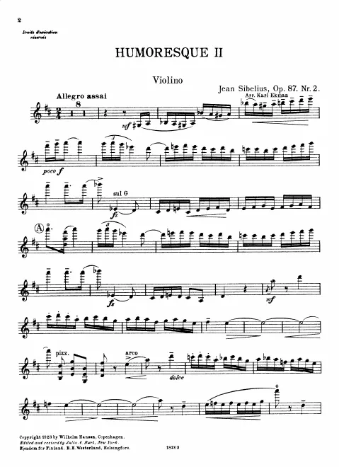 First page of Humoresque I