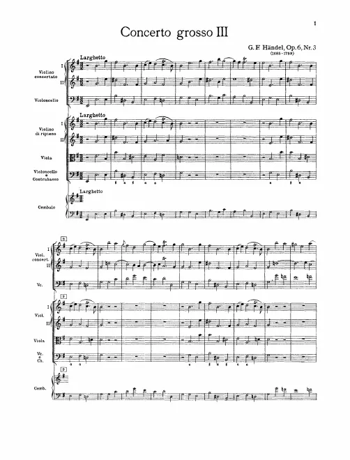First page of Concerto Grosso in E minor