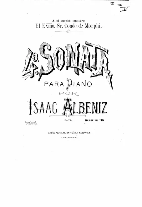 First page of Piano Sonata No.4 in A major
