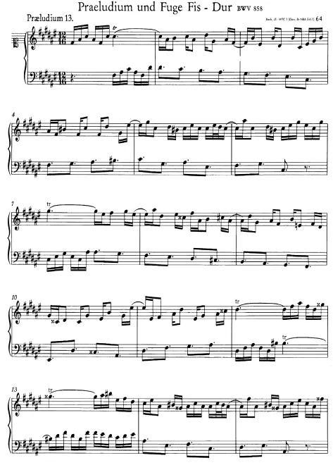First page of Prelude and Fugue No.13 in F-sharp major