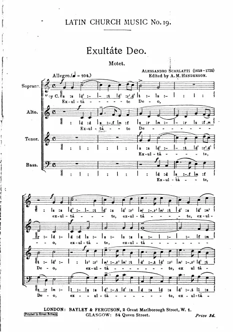 First page of Exsultate Deo