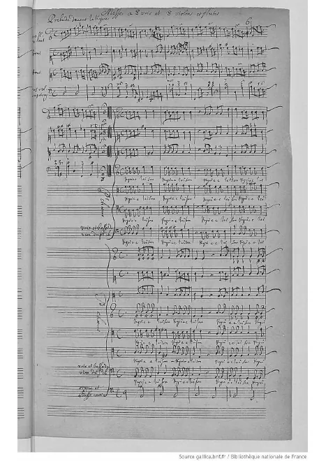 First page of Messe à 8 voix et 8 violons et flûtes, H.3