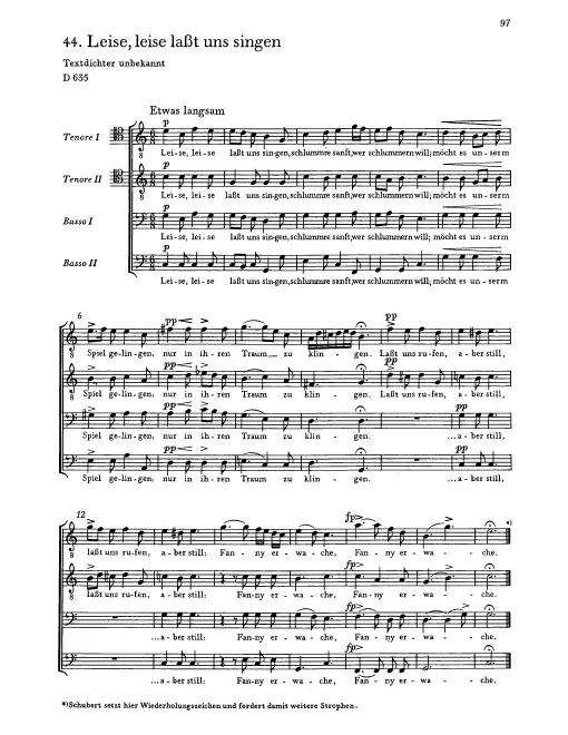 First page of Leise, leise lasst uns singen, Ruhe