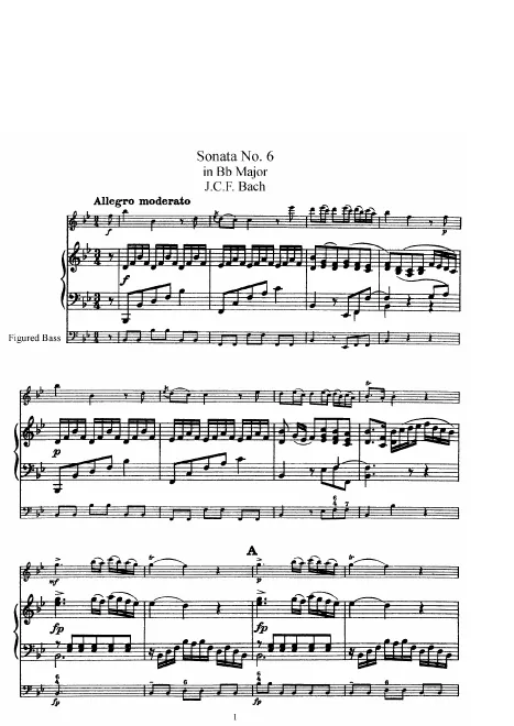 First page of Flute Sonata No.6 in B flat major