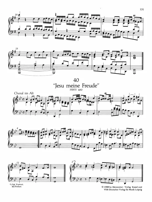 First page of Chorale prelude "Jesu, meine Freude"