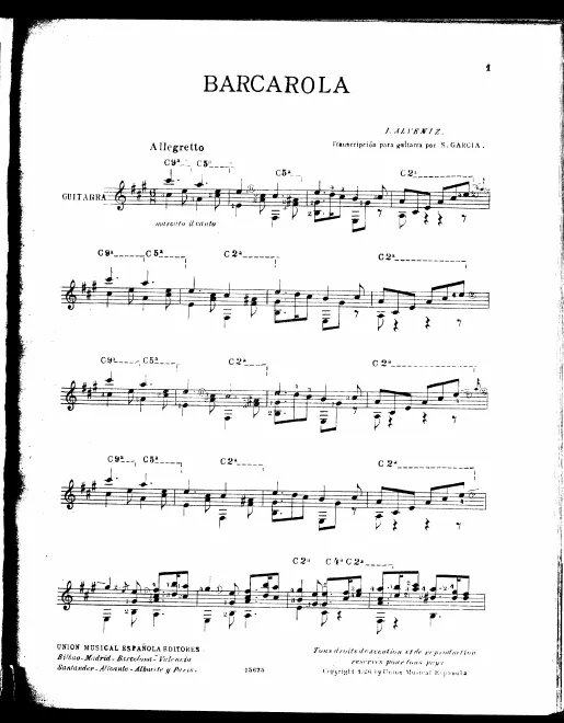 First page of Barcarola