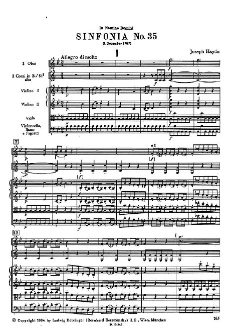 First page of Symphony No.35 in B-flat major
