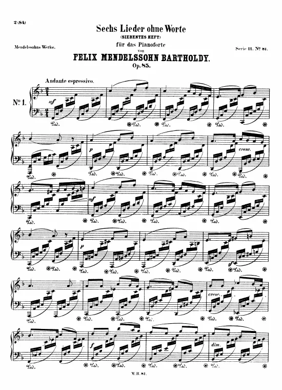 First page of Lieder ohne Worte