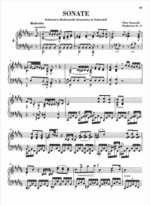 First page of Sonata in B major