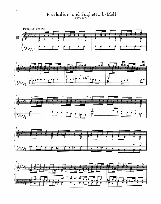 First page of Prelude and Fughetta in B-flat minor