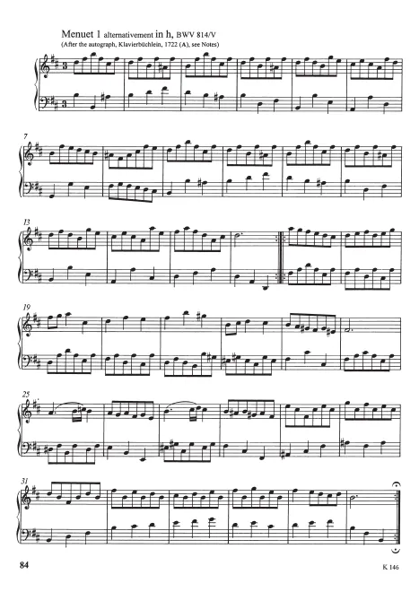 5. Menuet I (alternate, After the autograph, Klavierbüchlein, 1722)