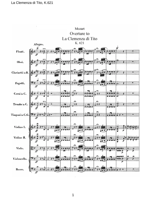 First page of La clemenza di Tito