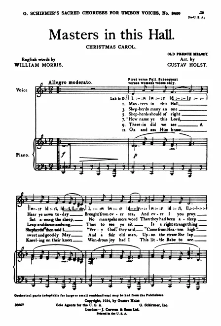 First page of Masters in this Hall