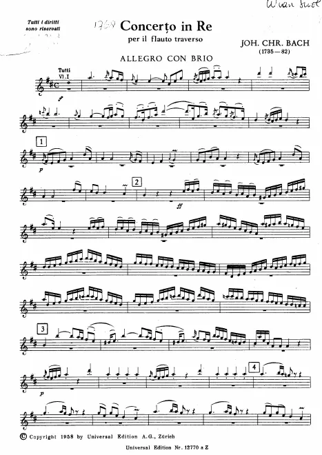 First page of Flute Concerto in D major
