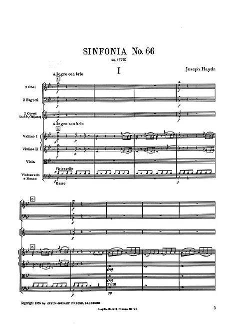 First page of Symphony No.66 in B-flat major
