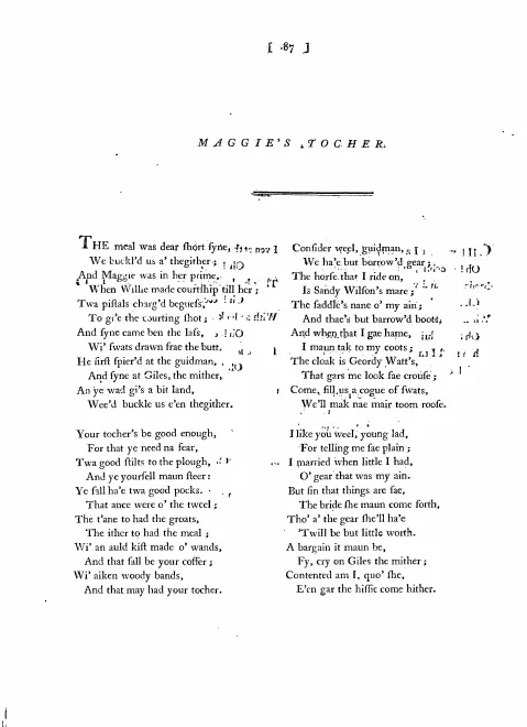 First page of Maggie's Tocher