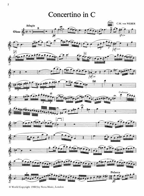First page of Oboe Concertino in C major