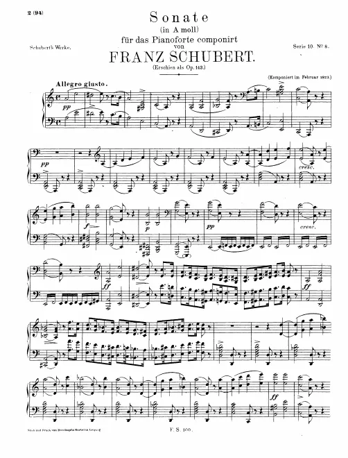 First page of Piano Sonata in A minor, Grande Sonate