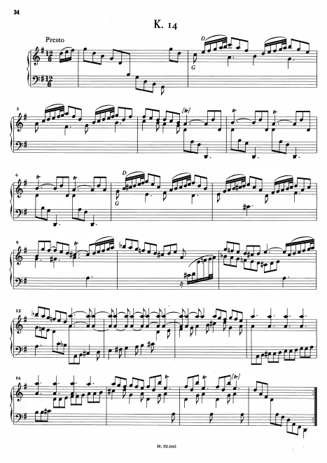 First page of Keyboard Sonata in G major