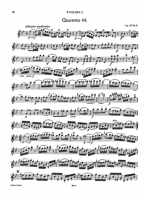 First page of String Quartet in B-flat major