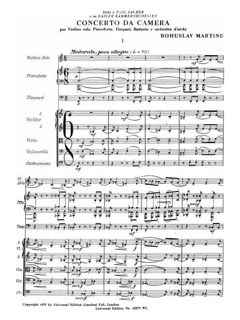 First page of Concerto da camera