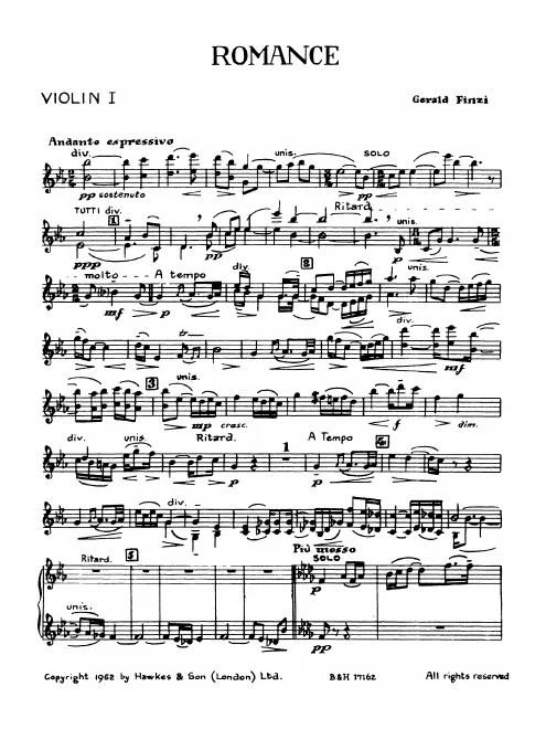 First page of Romance for String Orchestra