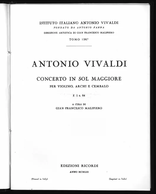 First page of Violin Concerto in G major