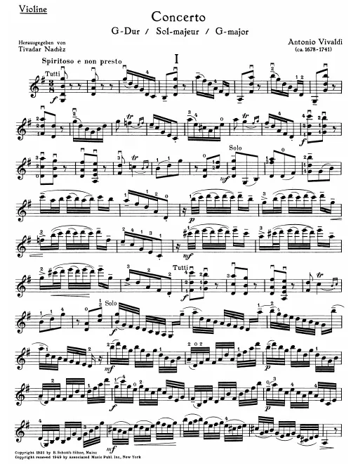 First page of Violin Concerto in G major