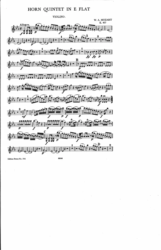 First page of Horn Quintet