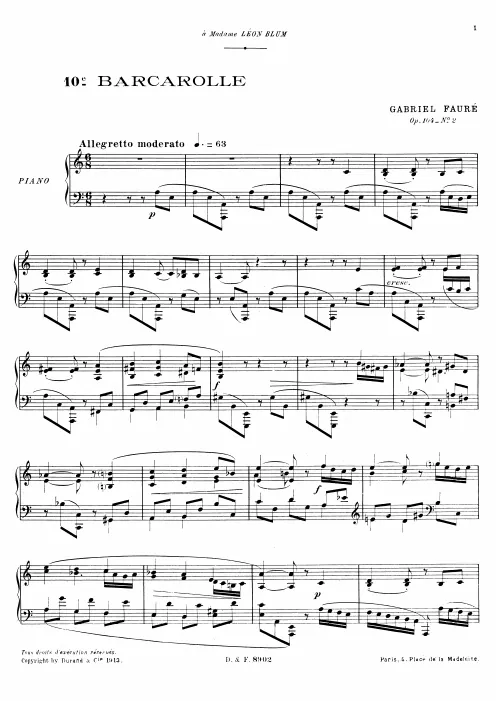 First page of Barcarolle No.10
