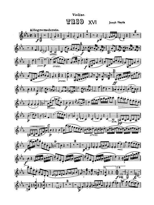 First page of Piano Trio in E-flat major