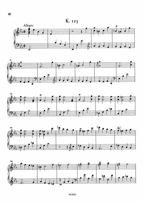 First page of Keyboard Sonata in E-flat major
