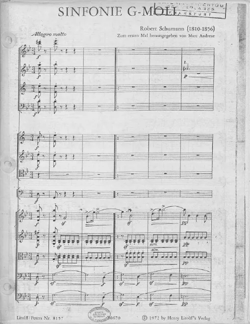 First page of Symphony in G minor (incomplete)
