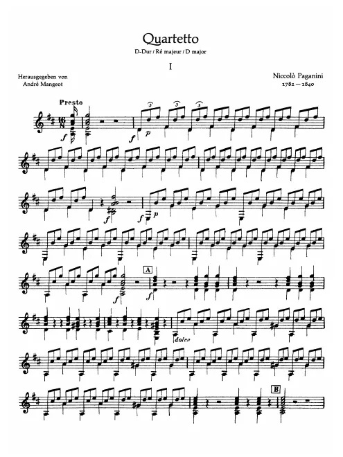 First page of Guitar Quartet No.4, MS 31